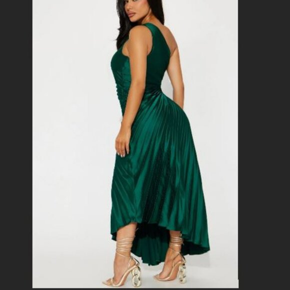 Fashion Nova - Hunter Satin Belle Maxi Dress One Shoulder - Picture 3 of 3